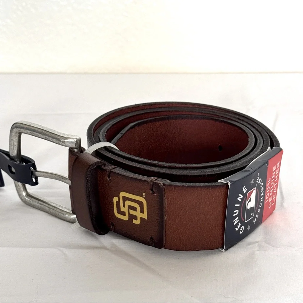 MLB Genuine Merch “San Diego Padres” Team Men’s Leather Belt, Cognac XL NWT - Picture 6 of 6